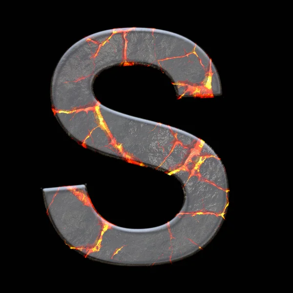 3D-Darstellung von Vulkanrissen Buchstabe des Alphabets — Stockfoto
