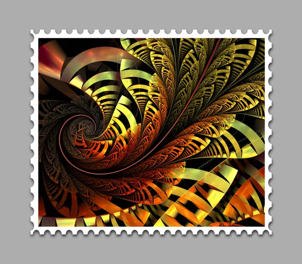 Computer generated fractal artwork stamp template — Stock Photo, Image