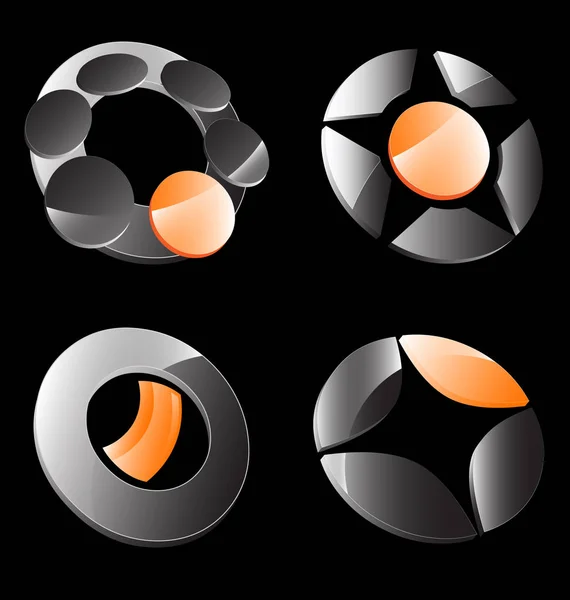 Orange gray business icon set — Stock Vector