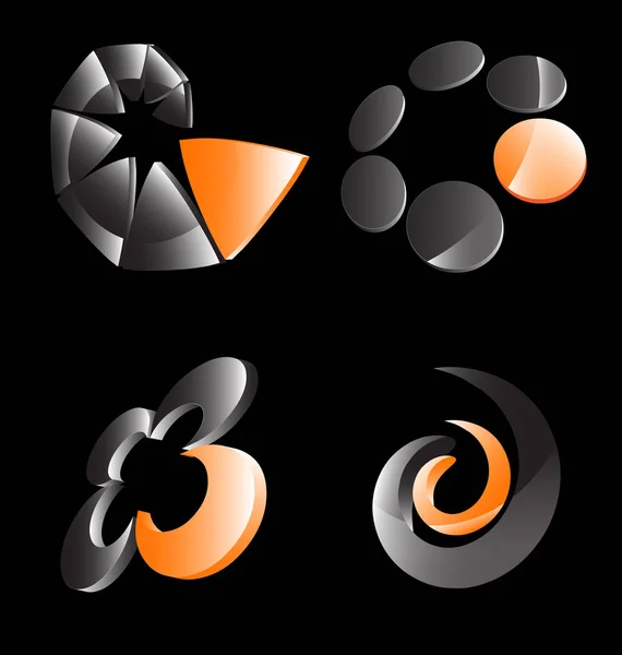 Orange gray business icon set — Stock Vector