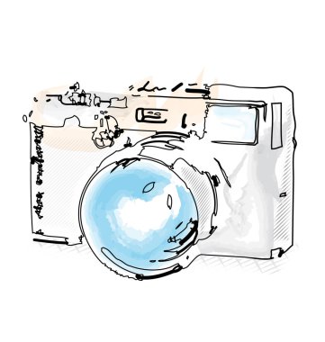 Retro kamera illüstrasyon suluboya tarzında