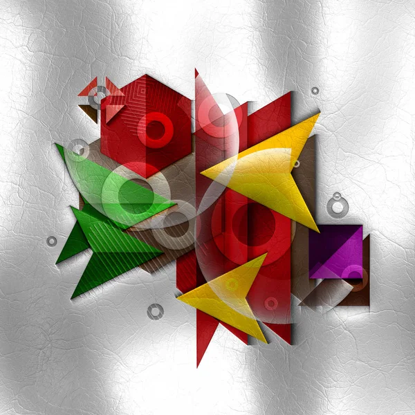 Representación 3D de formas abstractas poligeométricas en cuero — Foto de Stock
