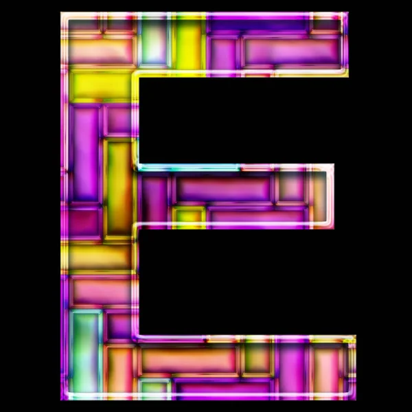 Tampilan 3D dari huruf alfabet bata neon — Stok Foto