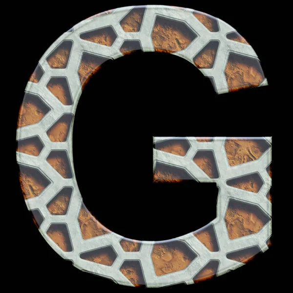 3D-Darstellung von Rost-Alphabet-Buchstaben — Stockfoto