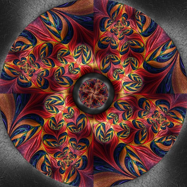 Representación 3D de disco de flor fractal de plástico colorido — Foto de Stock
