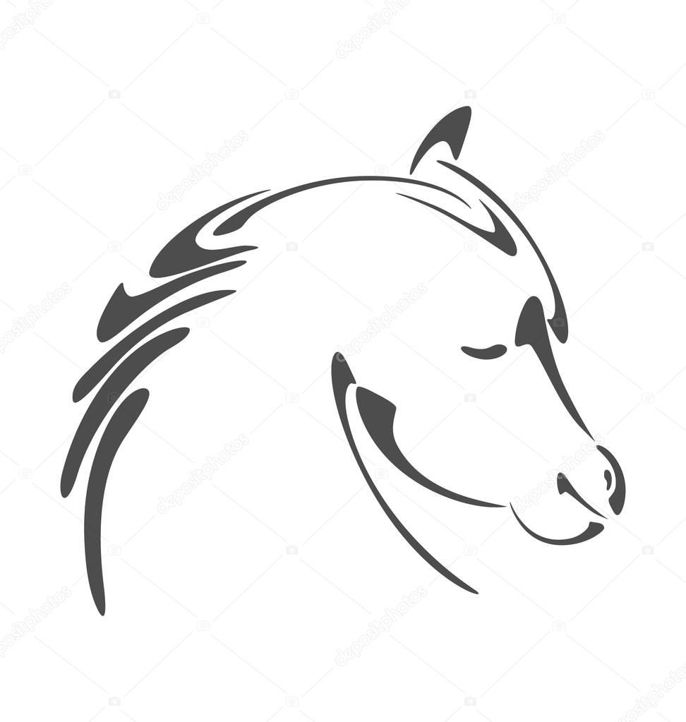 Horse head illustration in calligraphy style