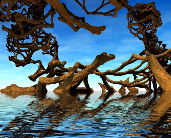 Illustrazione 3D opera d'arte del paesaggio virtuale — Foto Stock