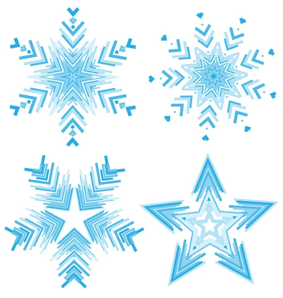 青い雪の結晶コレクション — ストックベクタ