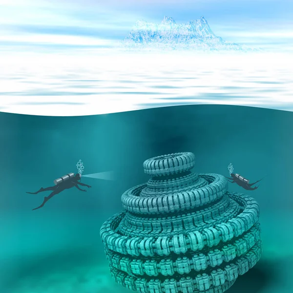 Onderwater landschap illustratie — Stockvector