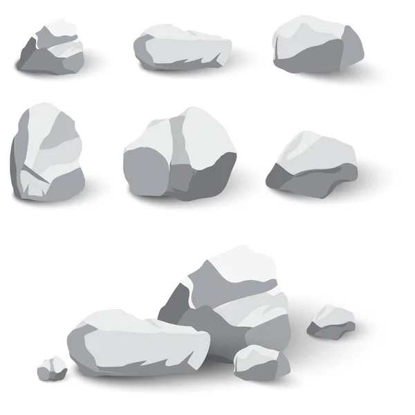 Coleção de rochas e pilha de pedra — Vetor de Stock
