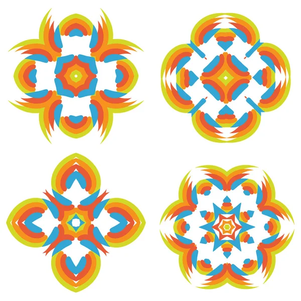Set de fleurs abstraites multicolores — Image vectorielle