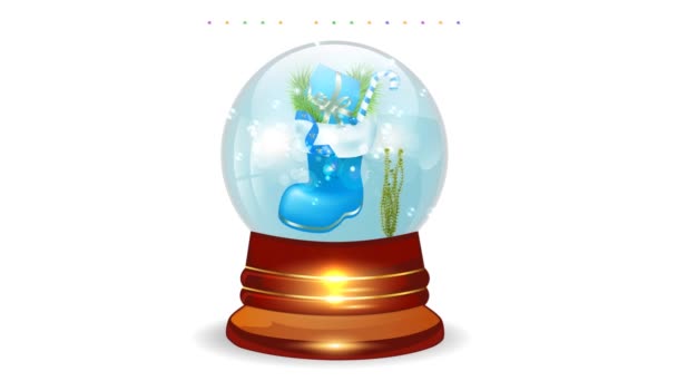 Merry Christmas Glass Moving Magic Ball Motion Clipart Footage Jackboot — Stock Video