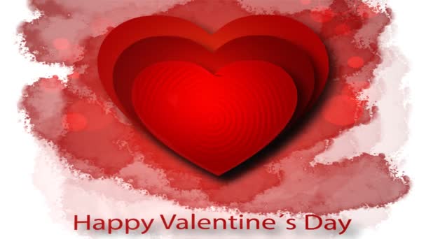 Happy Valentijnsdag Kleur Motion Footage Clip Met Rode Harten Geanimeerde — Stockvideo