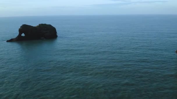 Aerial View of the Small rocky island di sebelah Dyrholaey, Islandia — Stok Video