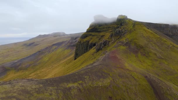 Εναέρια Westfjords της Ισλανδίας πανόραμα Troed Scenic Lookout κατά μήκος Djupvegur — Αρχείο Βίντεο