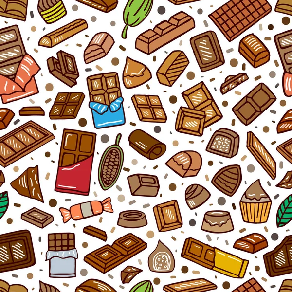 Chocolate Doodle Seamless Background — Stock Vector