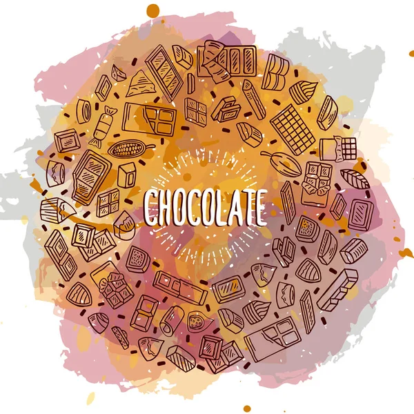 Chocolade Vector Illustratie Doodle — Stockvector