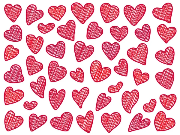 Set Hand Drawn Hearts — Stock Vector