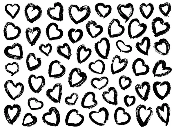 Set Hand Drawn Hearts — Stock Vector