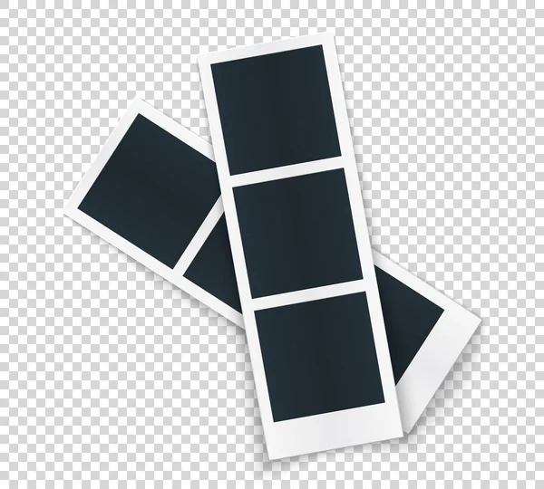 Dos tiras fotográficas con diferentes sombras aisladas sobre fondo transparente. Ilustración editable vectorial . — Vector de stock