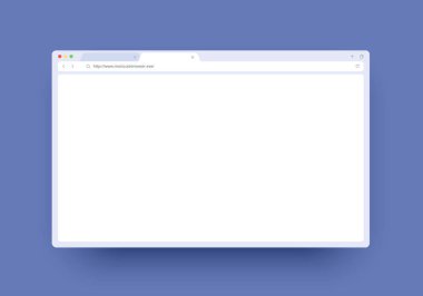 Web sitesi, laptop ve bilgisayar için boş alanı olan tarayıcı penceresi. Masaüstü, ped ve akıllı telefon için internet sayfası pencere konsepti. Beyaz arkaplanda minimal temiz şablon izole edildi.
