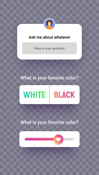 Poll template for social media, app mockup screen in modern gradient style. Ask question ui elements different form and options. Interface elements for mobile, vector illustration. — Stock Vector