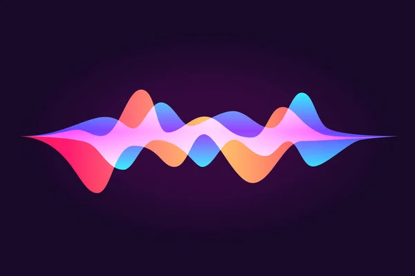 音波、抽象的な色のイコライザー、個人的な支援者、音声認識。スマートホームUI要素。ベクトル勾配の流れ。ネオンカラーの未来的なイラスト. — ストックベクタ