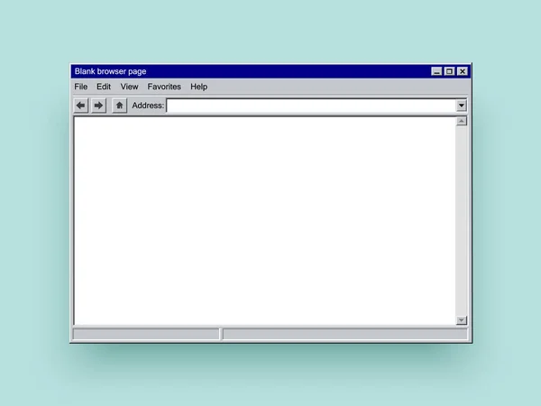 Plantilla de interfaz del navegador antiguo aislado. Ventana del navegador con línea de búsqueda, iconos de navegación y barra de herramientas. Resumen de la página de internet ui para mostrar su sitio web en estilo vintage . — Vector de stock