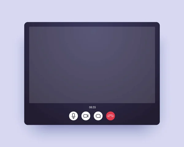 Pantalla de video llamada. Aplicación de chat web ui con icono de voz y video y lugar en blanco para su imagen . — Archivo Imágenes Vectoriales