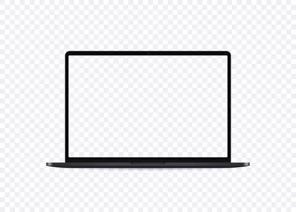 Una maqueta realista para laptop. Abra el cuaderno con la pantalla vacía en la vista frontal. Plantilla de ordenador portátil para mostrar su diseño, sitio web y presentación . — Vector de stock