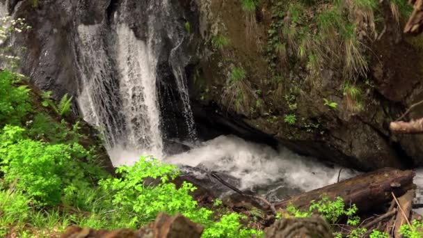 Waterfall Deep Mountains Slow Motion — Vídeo de stock