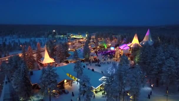 Imágenes Drones Del Pueblo Invierno Por Noche — Vídeo de stock