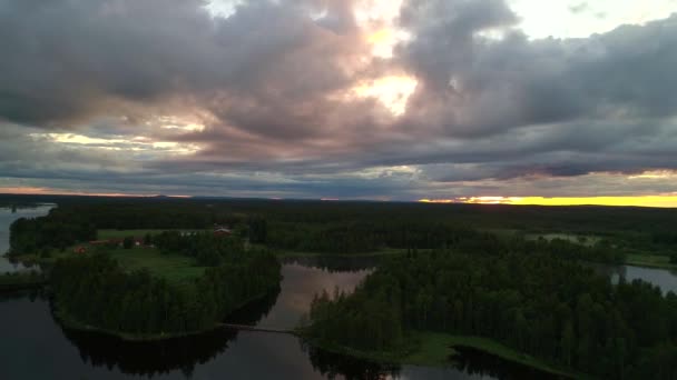 Drone Felvételek Felett Erdei Tavak — Stock videók