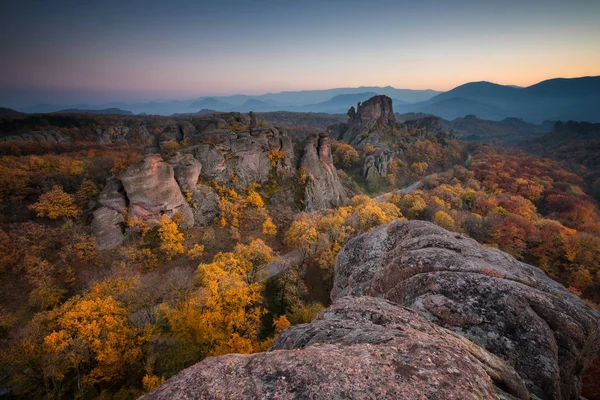Magnífica Vista Nocturna Las Rocas Belogradchik Bulgaria — Foto de Stock