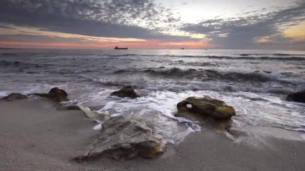 Video Met Mooie Ochtend Uitzicht Kust Van Zwarte Zee Bulgarije — Stockvideo