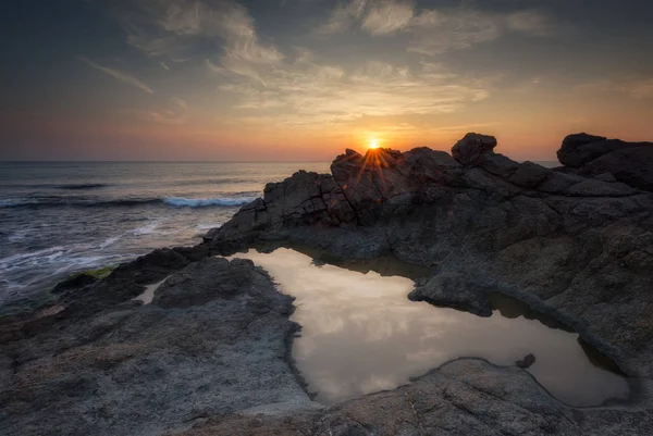 Zee Zonsopgang Kust Van Zwarte Zee Buurt Van Rezovo Bulgarije — Stockfoto