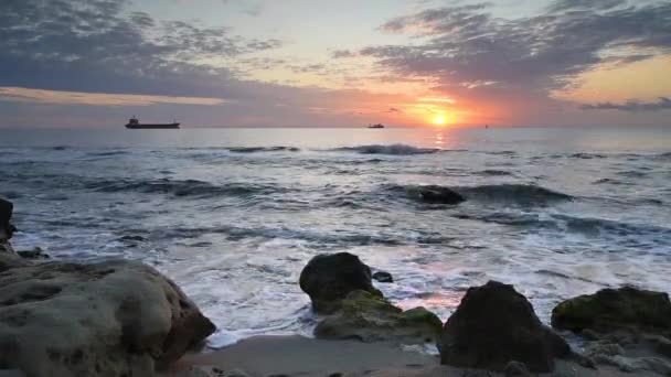Βίντεο Την Όμορφη Πρωινή Θέα Της Ακτής Της Μαύρης Θάλασσας — Αρχείο Βίντεο