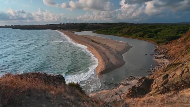 Video Panoramic Morning View One Most Beautiful Wild Beaches Black — Stock Video
