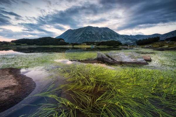 Magnifik Sommarutsikt Med Sjö Och Bergstopp Bakom Todorka Topp Och — Stockfoto