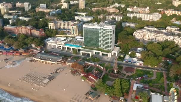 Golden Sands Bulgaria September 2020 Drone Flight Empty Sandy Beach — Stock Video