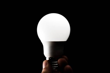 Beyin fırtınası ampul yaratıcı fikir soyut simgesi iş elinde.