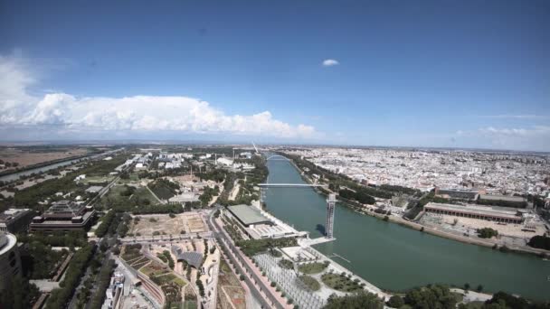 Ultra Timelapse Horisonten Centrum Sevilla Som Registrerar Solnedgången Och Molnen — Stockvideo