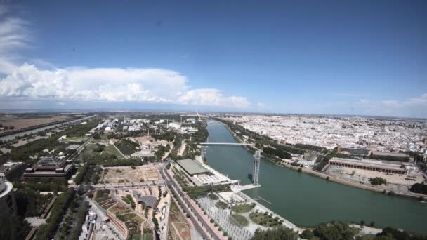 Ultra Timelapse Horisonten Centrum Sevilla Som Registrerar Solnedgången Och Molnen — Stockvideo