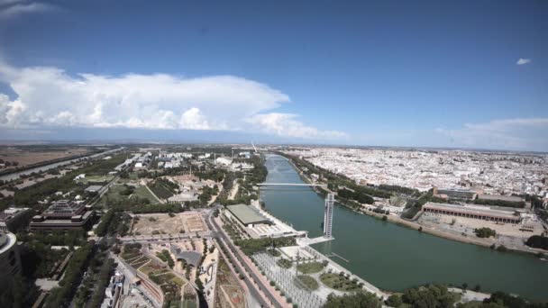 Ultra Timelapse Orizontul Centrului Seviliei Care Înregistrează Apusul Soarelui Norii — Videoclip de stoc