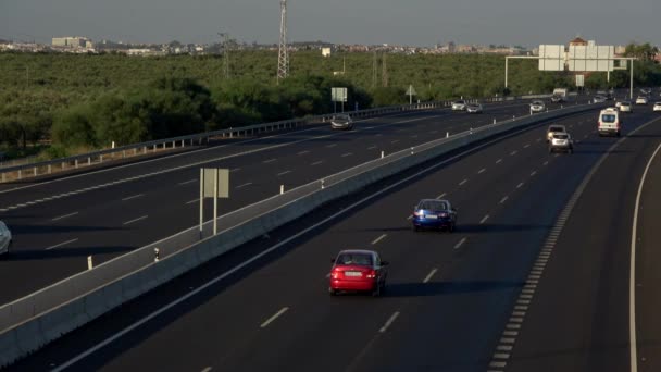 Seville Spain July 2019 Ultra Aerial View Vehicles Traveling Road — Stock Video