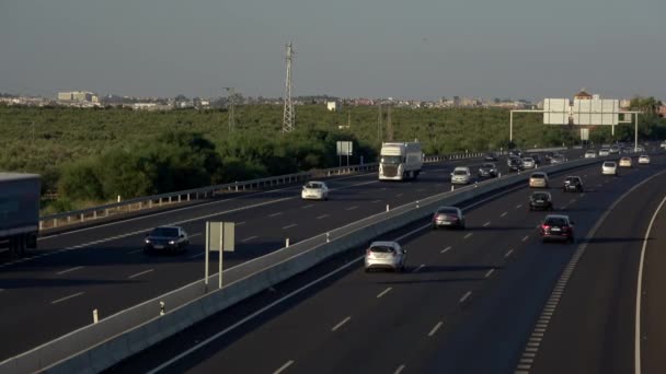 Seville Spain July 2019 Ultra Aerial View Vehicles Traveling Road — Stock Video