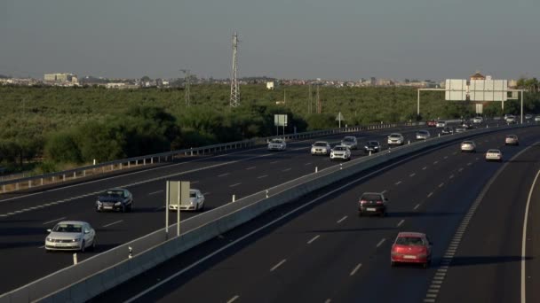 Seville Spain July 2019 Ultra Aerial View Vehicles Traveling Road — Stock Video