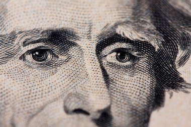 20 dolarlık banknot. 20 dolarlık banknot. Sırayla yerleştirilen banknotlar, ABD Başkanı Jackson'ın yüzü.