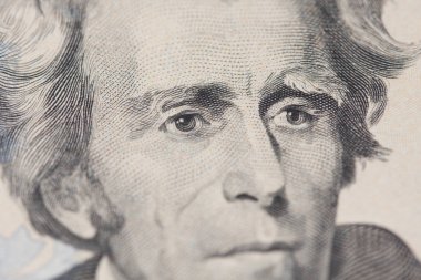 20 dolarlık banknot. 20 dolarlık banknot. Sırayla yerleştirilen banknotlar, ABD Başkanı Jackson'ın yüzü.