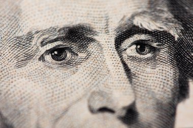 20 dolarlık banknot. 20 dolarlık banknot. Sırayla yerleştirilen banknotlar, ABD Başkanı Jackson'ın yüzü.